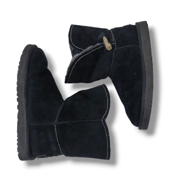 UGG Womens Meadow Short Suede Fur Lined Boots in Black Size 7 - Picture 8 of 15